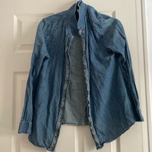 Jones New York ruffle denim button up